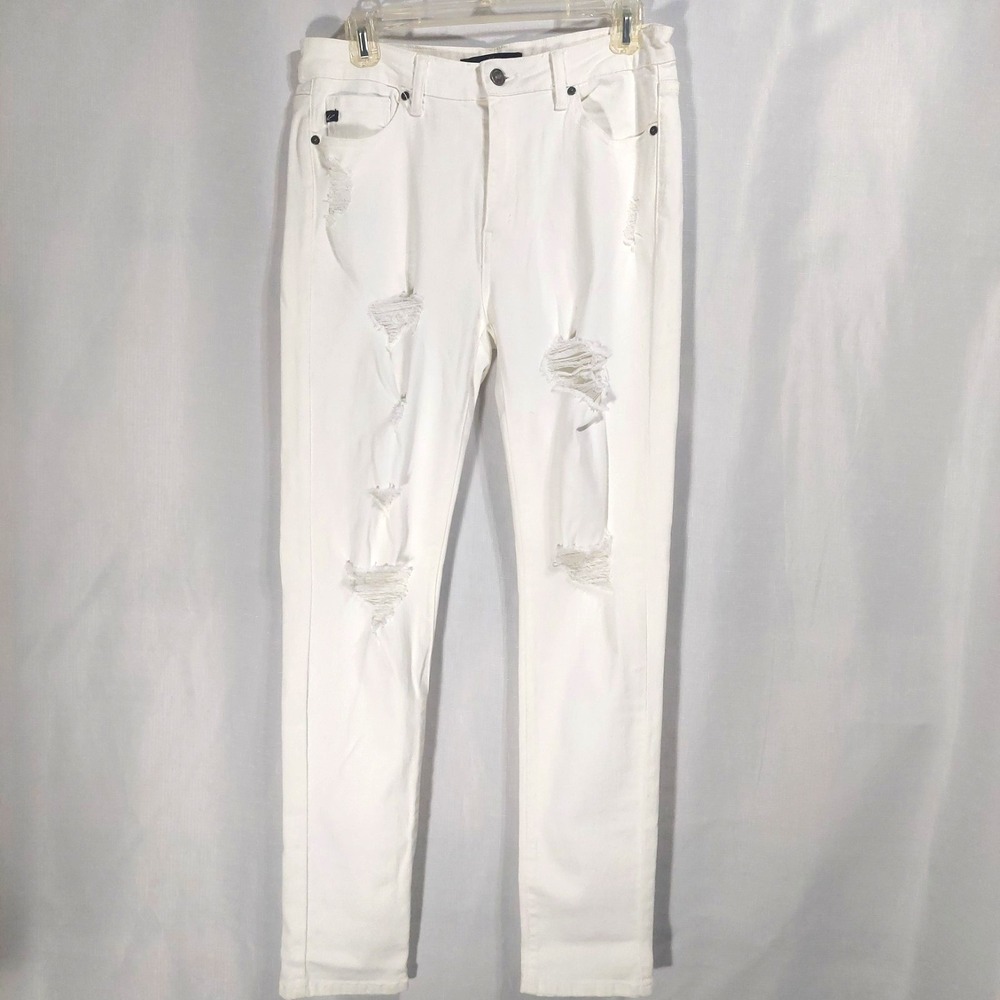 KanCan Jeans Womens Junior 11/29White Mid Rise Super Skinny Stretch Distressed